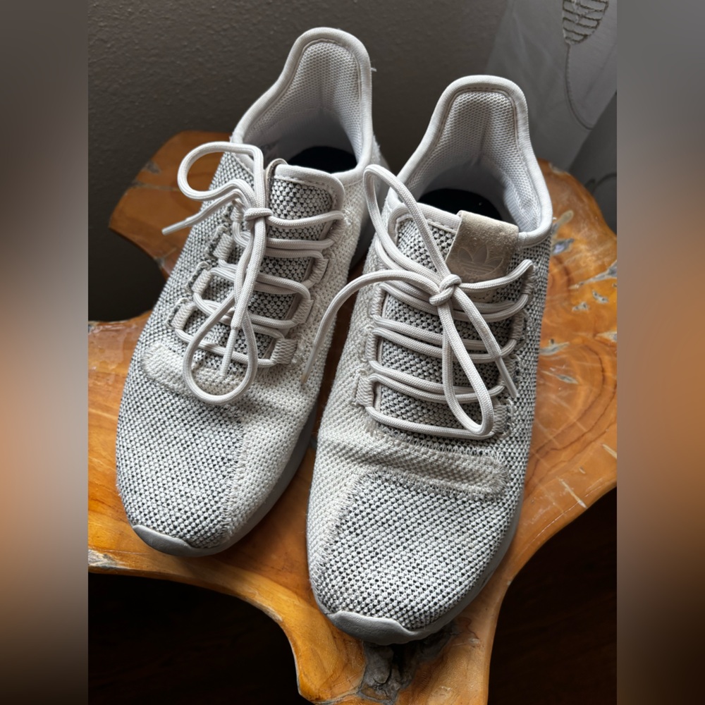 Adidas Mens Tubular Shadow White Grey Knit Trainers Sneakers size 6.5